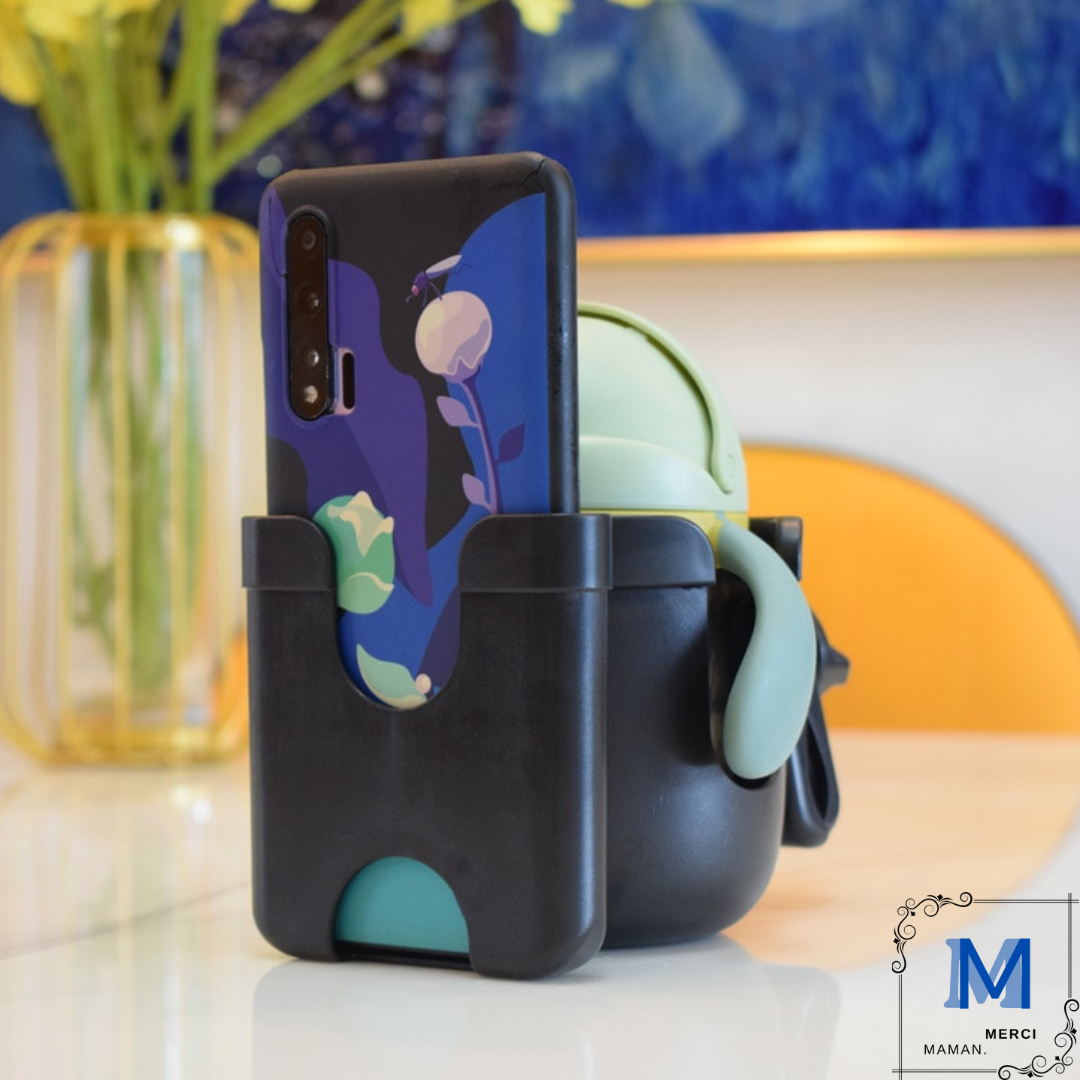 Support Téléphone Poussette Universel - Fixation Solide Pour Smartphones Jusqu'à 7,5 Pouces, Noir Pratique Et Sécurisé